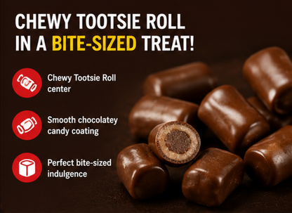 Tootsie Roll Mini Bites Candy Coated Chocolate Midgees Bag 9 oz