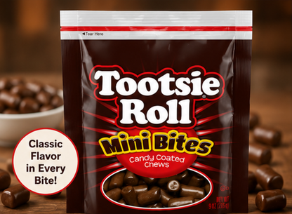 Tootsie Roll Mini Bites Candy Coated Chocolate Midgees Bag 9 oz