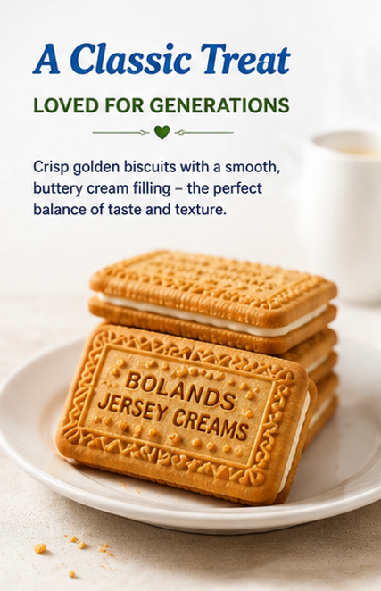 Bolands Jersey Creams Irish Butter Flavored Cream Filled Biscuits per bag 4.41 oz