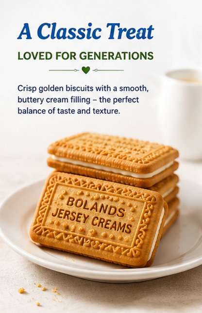 Bolands Jersey Creams Irish Butter Flavored Cream Filled Biscuits per bag 4.41 oz