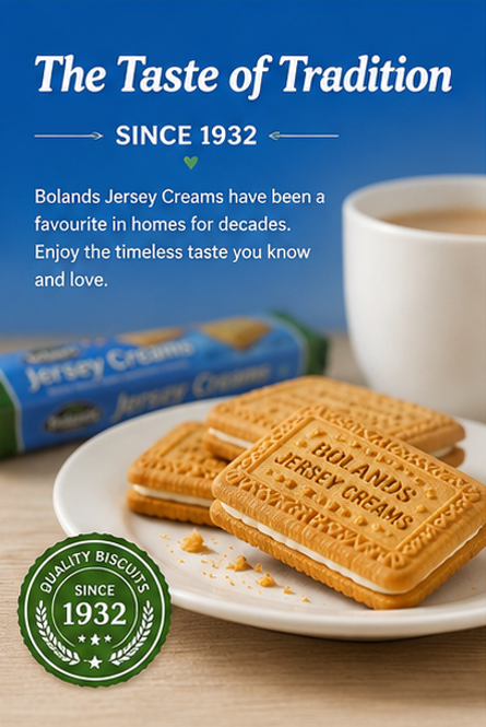 Bolands Jersey Creams Irish Butter Flavored Cream Filled Biscuits per bag 4.41 oz