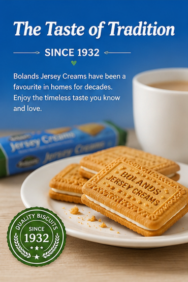 Bolands Jersey Creams Irish Butter Flavored Cream Filled Biscuits per bag 4.41 oz