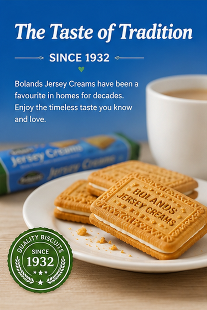Bolands Jersey Creams Irish Butter Flavored Cream Filled Biscuits per bag 4.41 oz