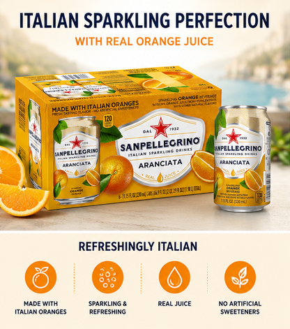 San Pellegrino Orange Italian Sparkling Drinks Cans 11.15 fl oz