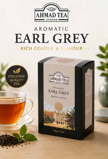 Ahmad Tea Black Tea Earl Grey Aromatic Loose Leaf Caffeinated Sugar-Free 16 oz