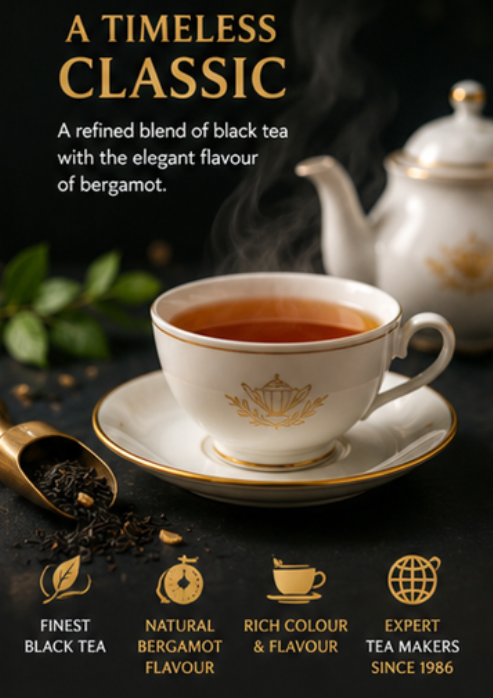 Ahmad Tea Black Tea Earl Grey Aromatic Loose Leaf Caffeinated Sugar-Free 16 oz