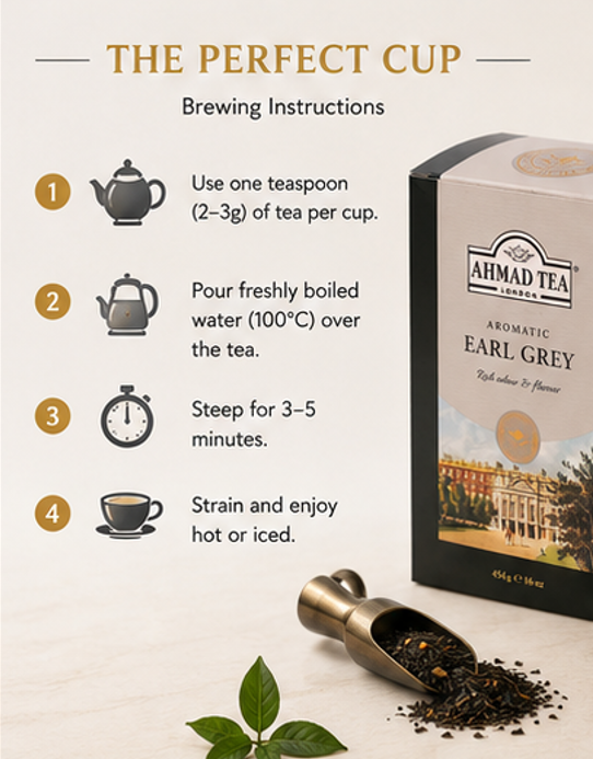 Ahmad Tea Black Tea Earl Grey Aromatic Loose Leaf Caffeinated Sugar-Free 16 oz