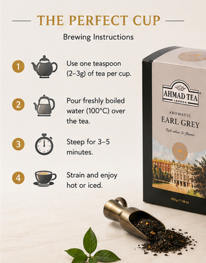 Ahmad Tea Black Tea Earl Grey Aromatic Loose Leaf Caffeinated Sugar-Free 16 oz