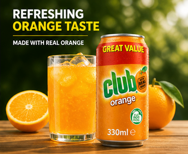 Club Orange Orange Soda Beverage Imported from Ireland Cans 11.2 oz