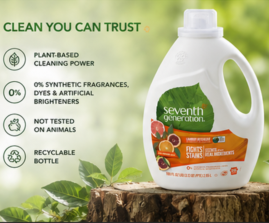 Seventh Generation Liquid Laundry Detergent Fresh Citrus Scent 60 Loads 90 oz