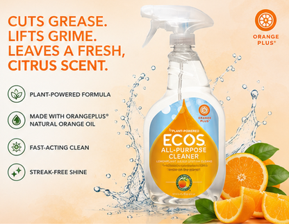 Earth Friendly Products All Purpose Spray Cleaner Orange Scent Multi-Surface Cleaner Plant-Based Formula 22 oz