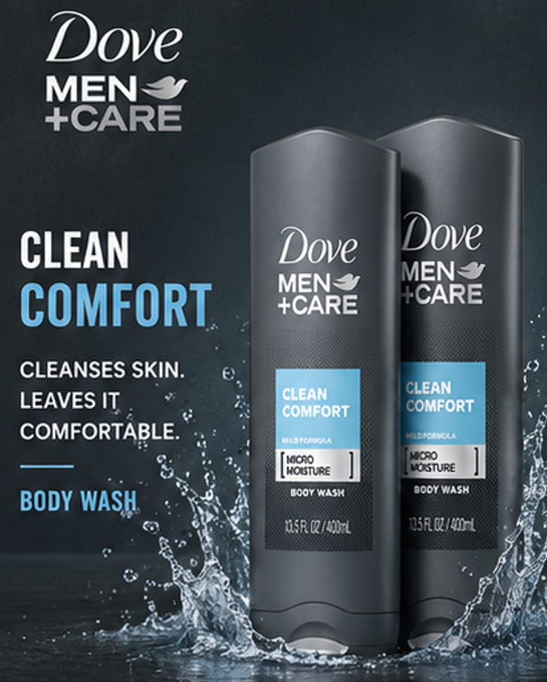 Dove Men + Care Body & Face Wash, Clean Comfort, 13.53 Fl Oz (Pack of 2)