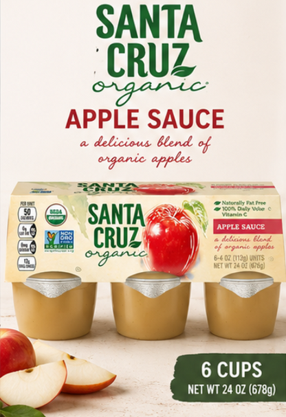 Santa Cruz ORGANIC Apple Sauce 6- Cups 4 oz