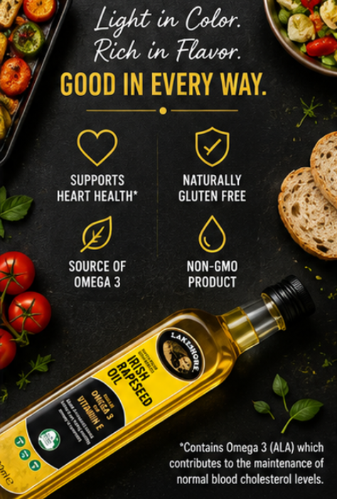 Lakeshore Irish Cold Pressed Extra Virgin Rapeseed Oil 8.82 oz