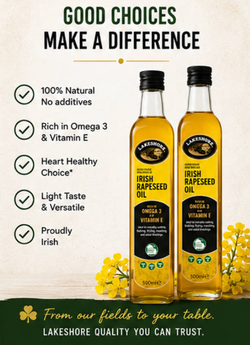 Lakeshore Irish Cold Pressed Extra Virgin Rapeseed Oil 8.82 oz