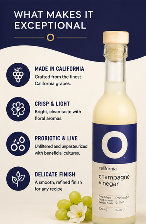 O Olive Oil California Champagne Vinegar 10.1 fl oz
