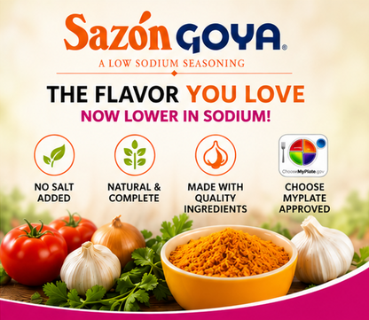 Goya Sazon Natural and Complete Low Sodium Latin Spice Blend All Purpose Mexican Seasoning No Salt Added Carton 3.52 oz