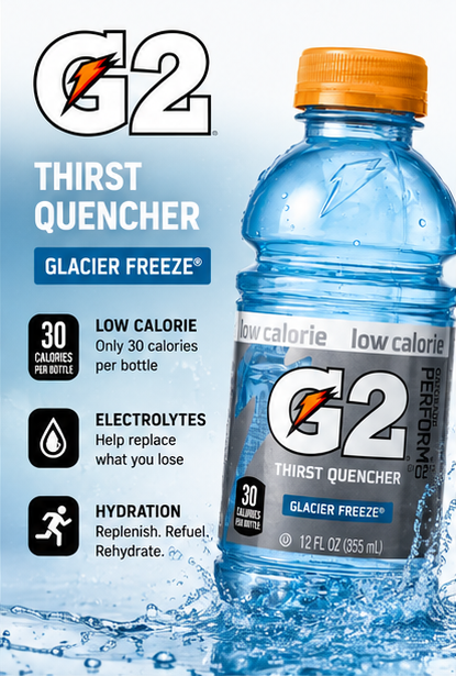 Gatorade G2 All Stars Glacier Freeze Low Calorie Sports Drink 12 fl oz