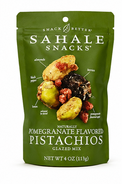 Sahale Snacks Glazed Mix Naturally Pomegranate Flavored Pistachios 4 oz (Pack of 2)