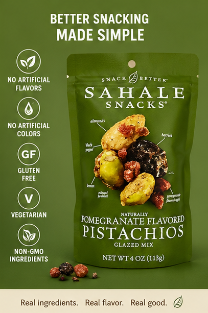 Sahale Snacks Glazed Mix Naturally Pomegranate Flavored Pistachios 4 oz (Pack of 2)