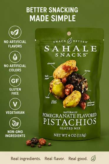 Sahale Snacks Glazed Mix Naturally Pomegranate Flavored Pistachios 4 oz (Pack of 2)