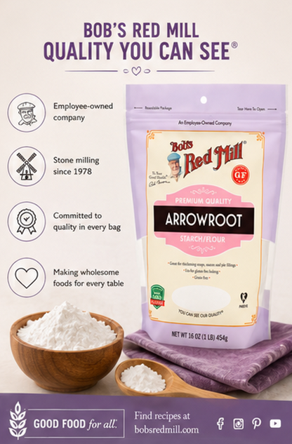 Bob's Red Mill Arrowroot Starch/Flour Gluten Free Cooking and Baking Thickener Cornstarch Substitute 16 oz