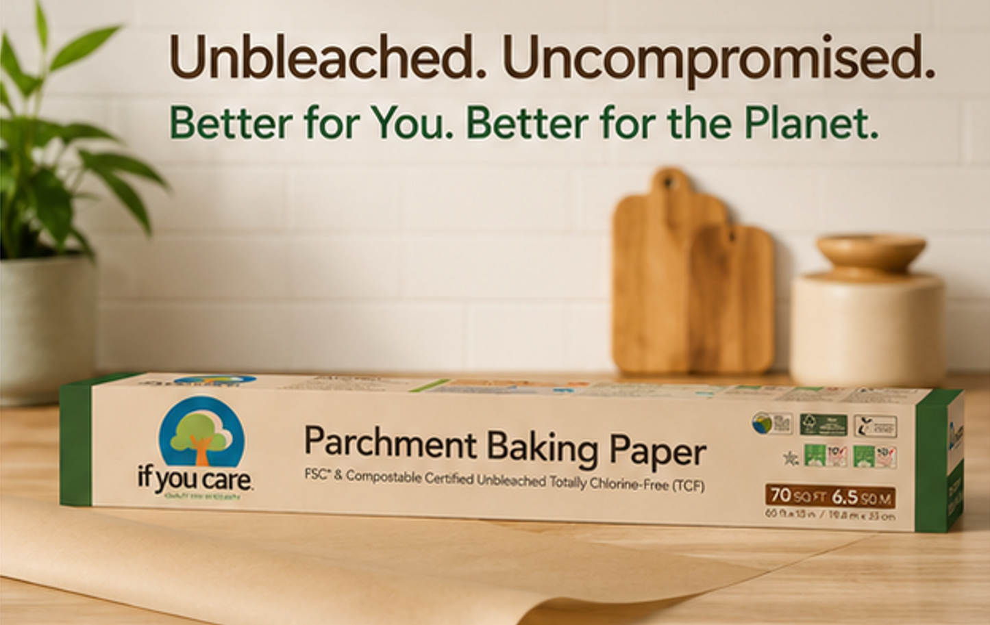 If You Care Parchment Baking Paper Unbleached Chlorine Free Greaseproof Silicone Coated 70 Sq Ft Roll Standard Size Fits 13 Inch Pans