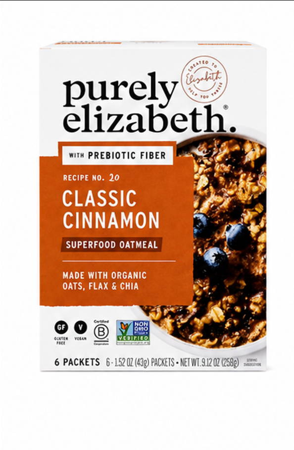 Purely Elizabeth Superfood Vegan Oatmeal Classic Cinnamon 9.12 Oz 6 Packets