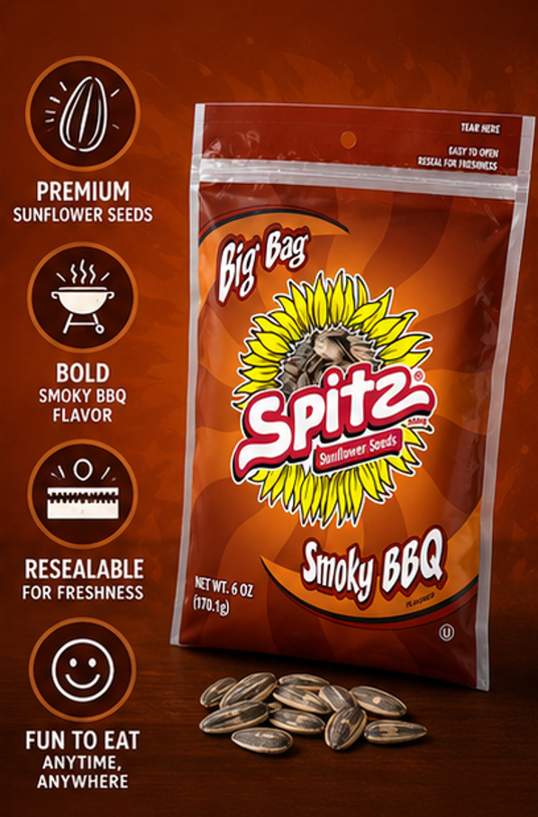 Spitz BBQ Flavored Sunflower Seeds Bags 6 oz