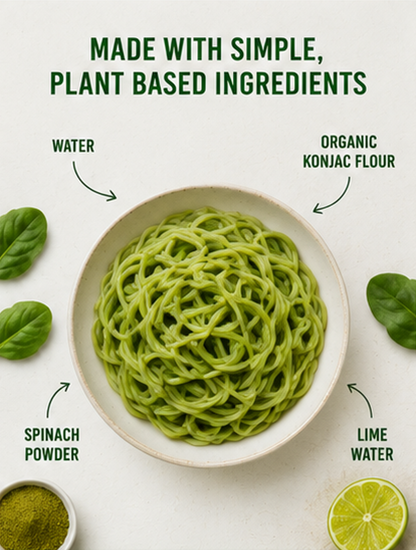 Miracle Noodle Spinach Angel Hair Pasta Shirataki Noodles Keto Vegan Gluten-Free Paleo Low Calorie Low Carb Soy Free Non-GMO Konjac 7 oz