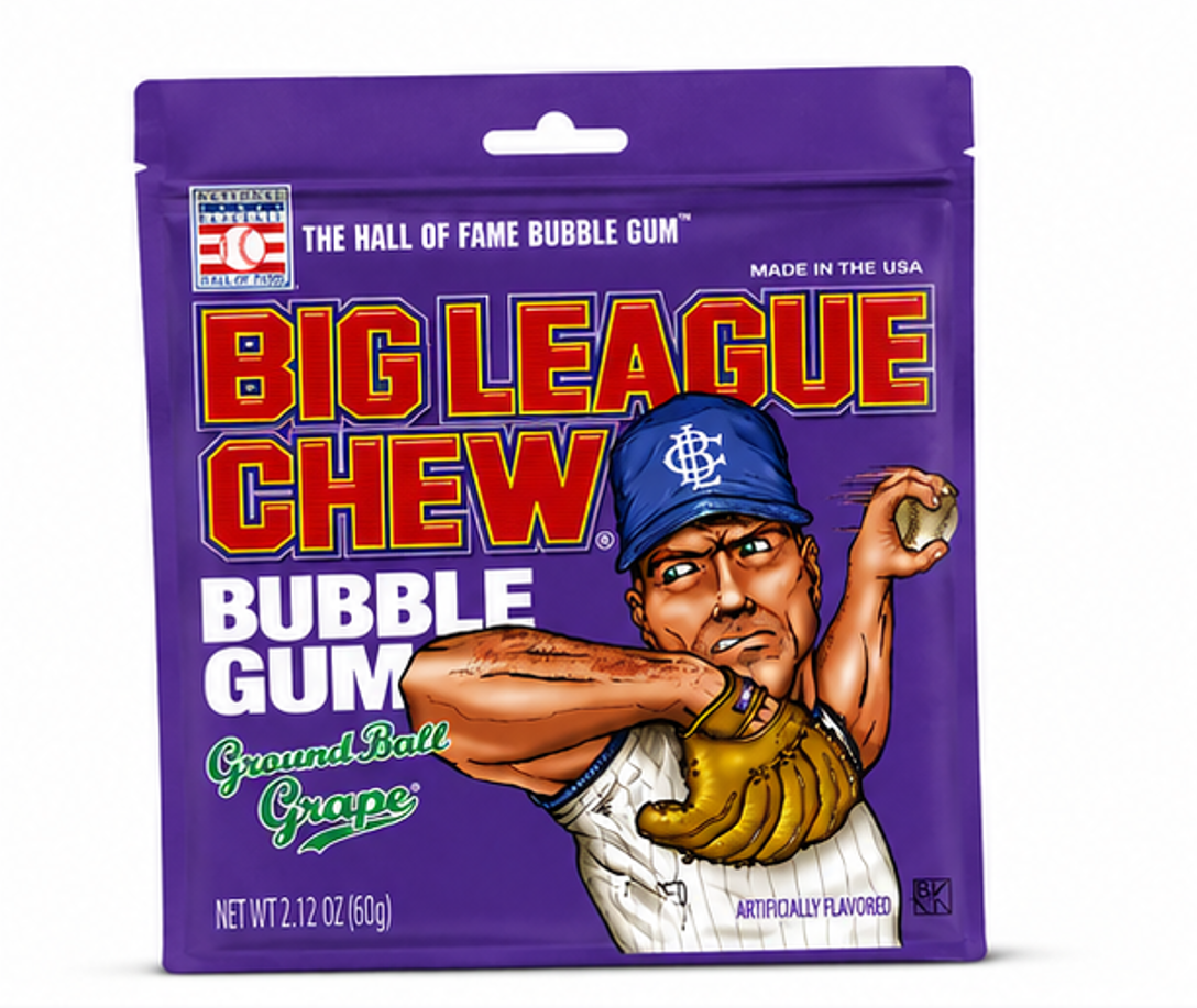 Big League Chew Ground Ball Grape Chewing Gum Bags 2.12 oz