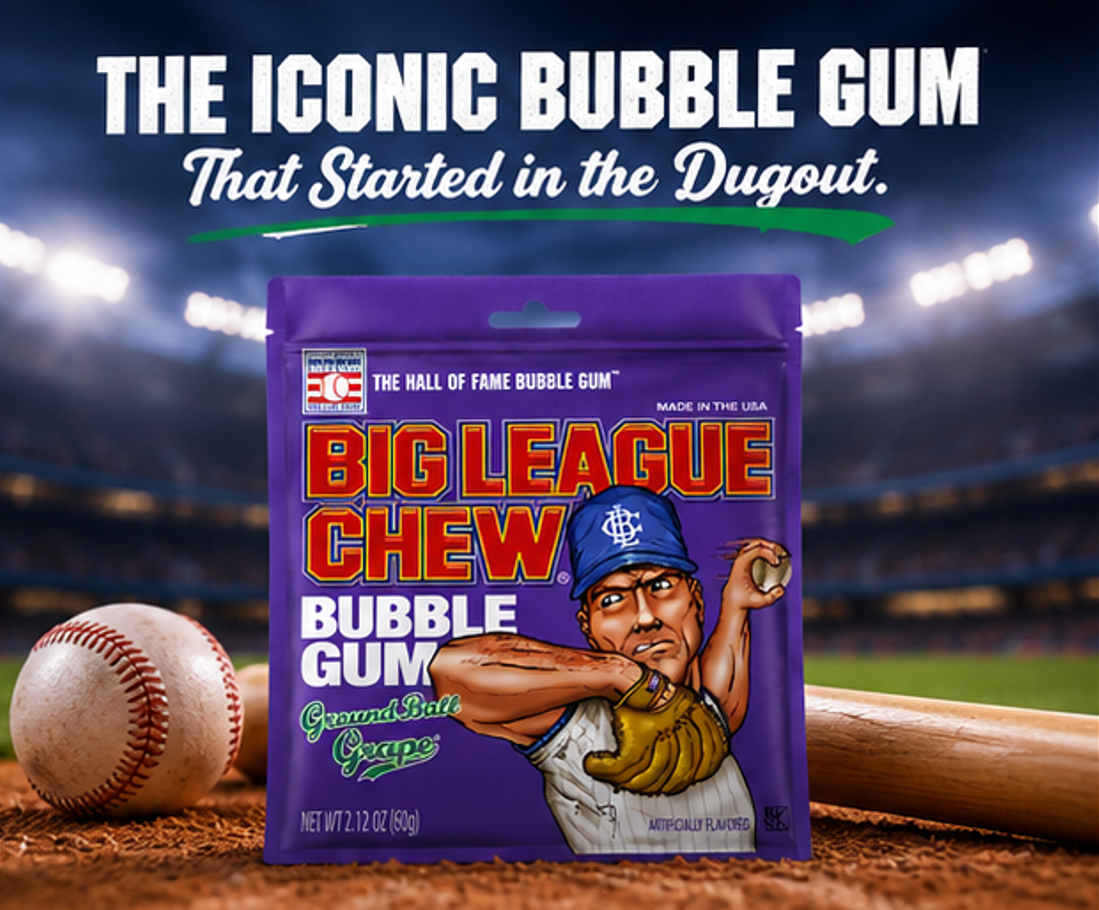 Big League Chew Ground Ball Grape Chewing Gum Bags 2.12 oz