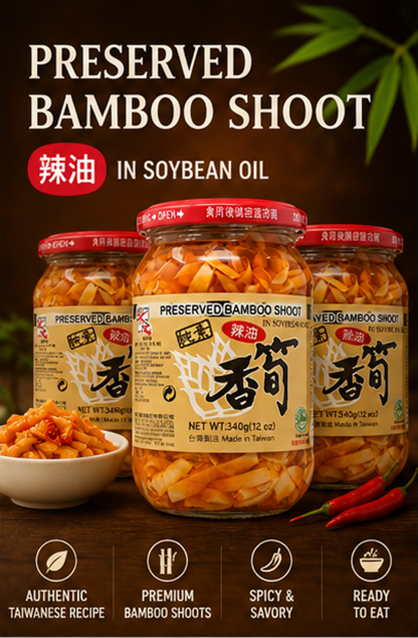 Master Sauce Preserved Crispy Chili Bamboo Shoot in Soybean Oil 12 oz