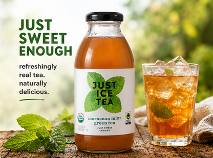 Just Ice Tea, Tea Green Moroccan Mint Organic, 16 Fl Oz