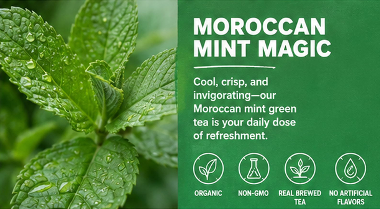 Just Ice Tea, Tea Green Moroccan Mint Organic, 16 Fl Oz