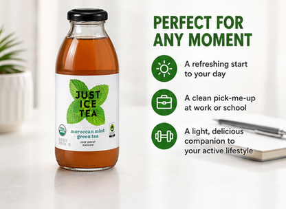 Just Ice Tea, Tea Green Moroccan Mint Organic, 16 Fl Oz
