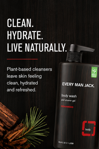 Every Man Jack Men's Body Wash Cedarwood 33.8 oz Naturally Derived Parabens-free Pthalate-free Dye-free Cruelty Free