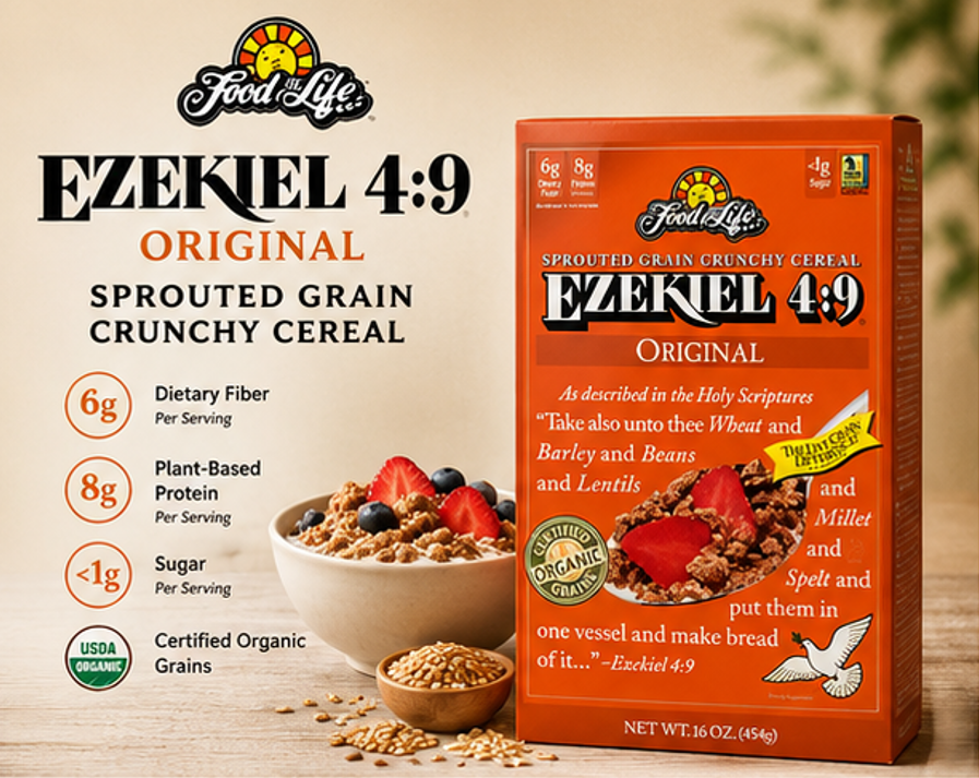 Food For Life Organic Ezekiel 4:9 Sprouted Whole Grain Cereal Original 16 oz