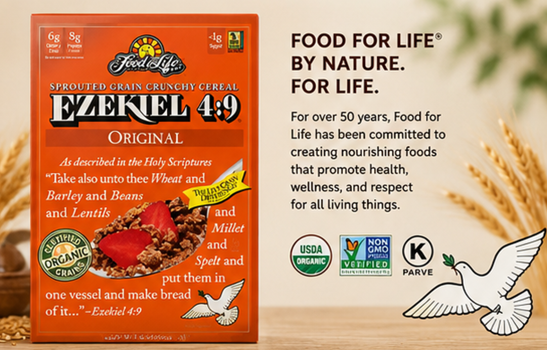 Food For Life Organic Ezekiel 4:9 Sprouted Whole Grain Cereal Original 16 oz