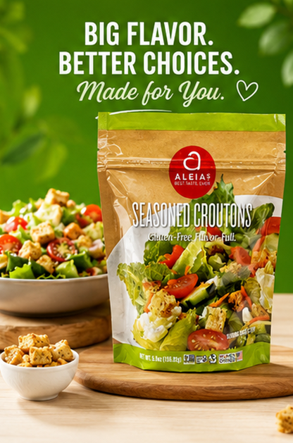 ALEIAS BEST. TASTE. EVER. Gluten Free Seasoned Croutons Crunchy Topping for Salads & Soups Dairy Free Soy Free Low Sodium No MSG Kosher 5.5 oz