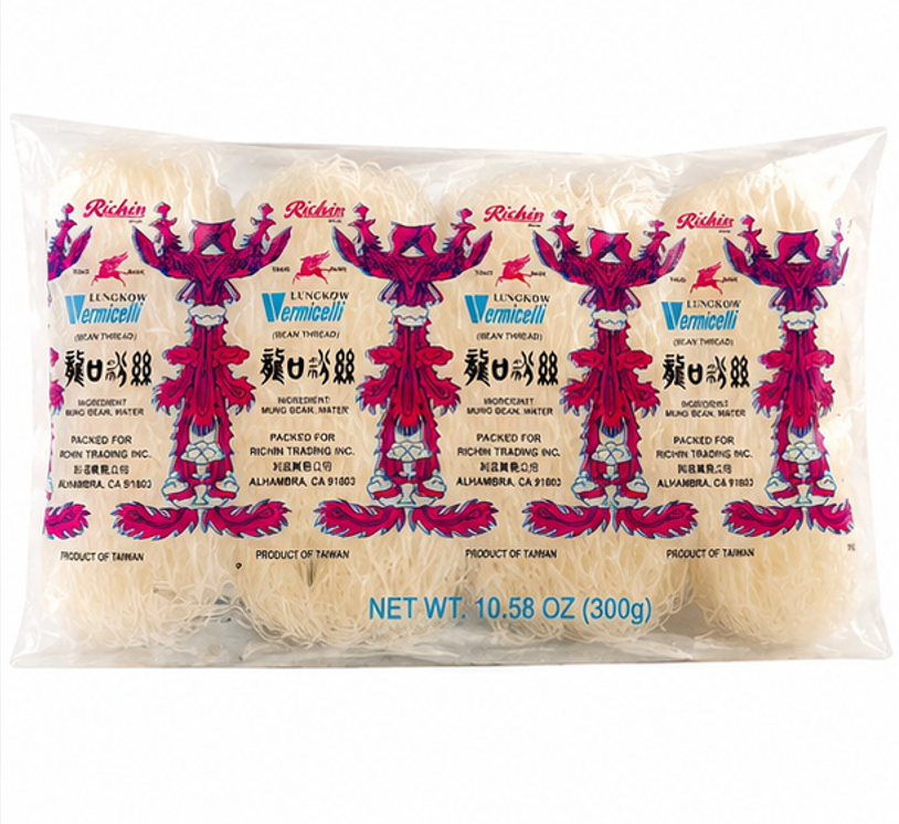 RICHIN Lungkow Vermicelli Bean Thread Glass Noodles 10.56 oz Non GMO Product of Taiwan 10.58 oz