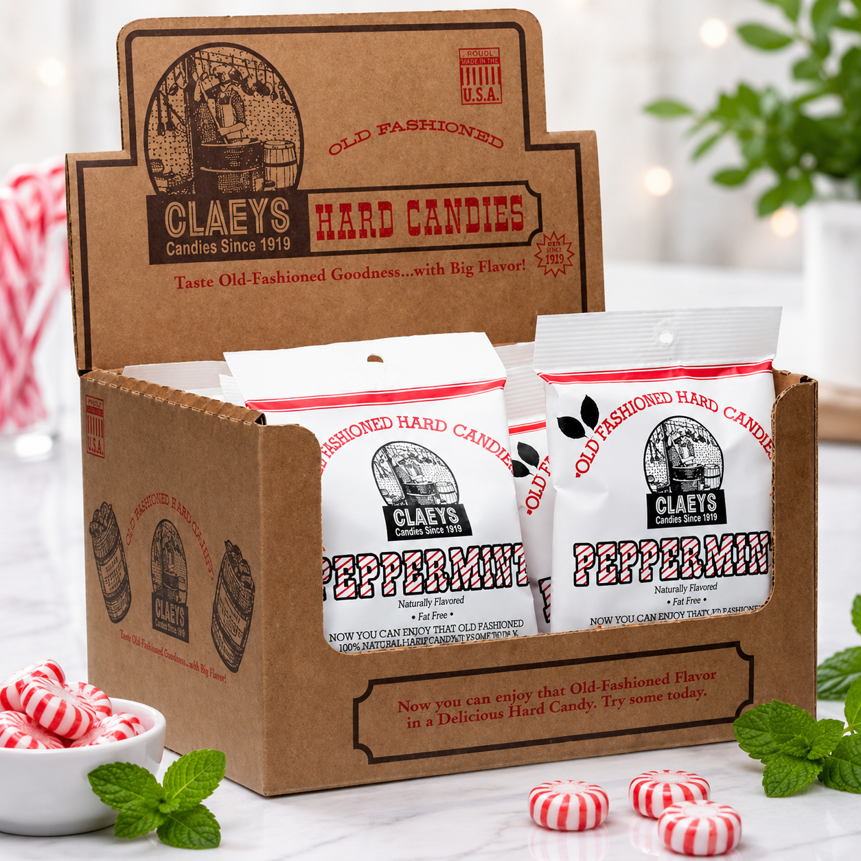 Claey's Natural Peppermint Candy, 6 oz (Pack of 6)