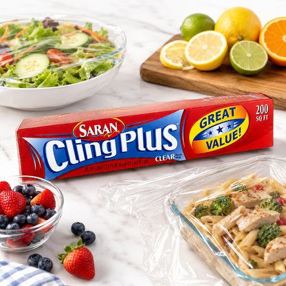 Saran Plastic Wrap Cling Plus Food Wrap 200 ft