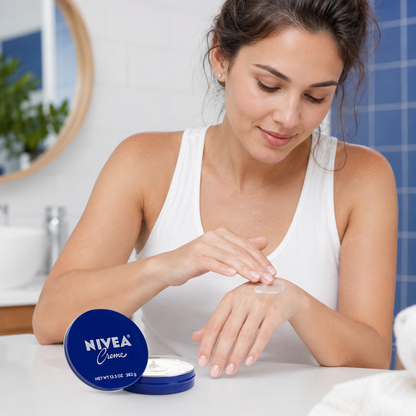 Nivea Creme Tin Whole Body Moisturizer for Acne-Prone Skin, Alcohol-Free & Antiseptic 400ml