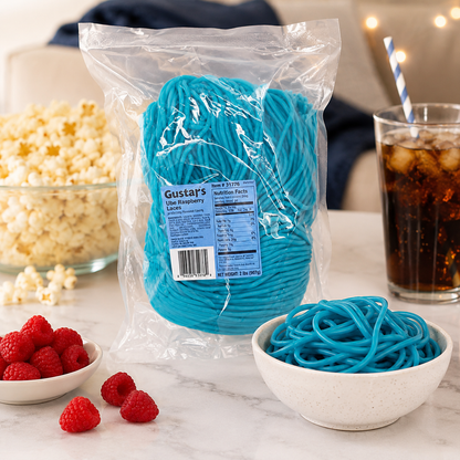 Gustaf's Blue Raspberry Licorice Laces - 2 Lb. Bag
