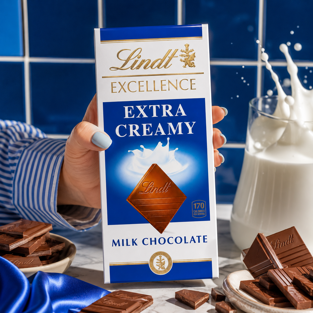 Lindt EXCELLENCE Extra Creamy Milk Chocolate Candy Bar, Milk Chocolate, 3.5 oz. Bar