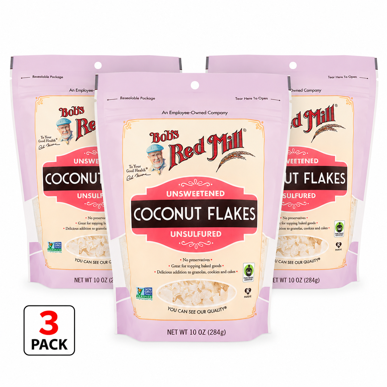 Bob's Red Mill Unsweetened Coconut Flakes Resealable 10 oz