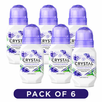 Crystal Essence Mineral Deodorant Roll-On Lavender & White Tea 2.25 oz