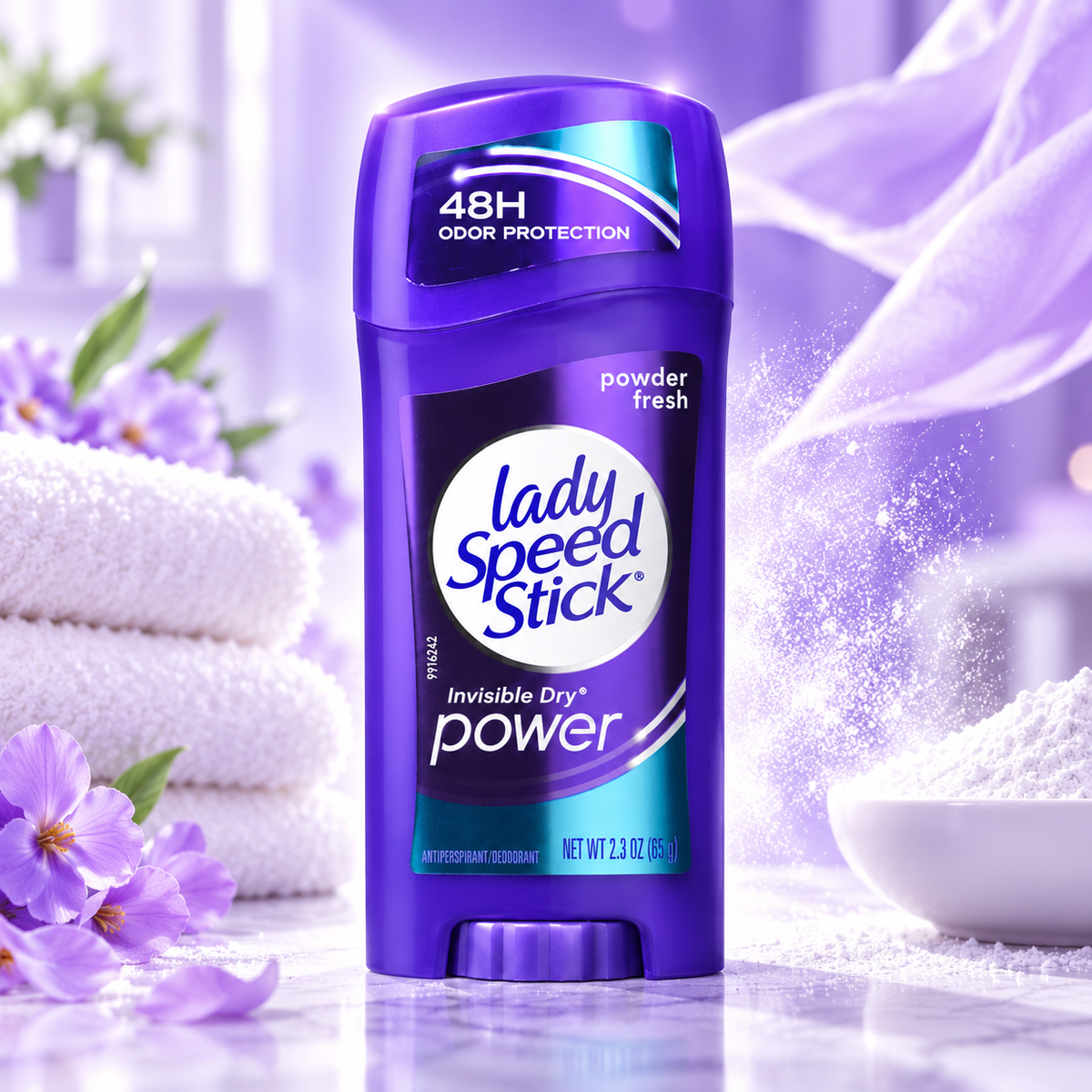 Lady Speed Stick Deodorant 2.3 oz Powder Fresh Invisi Dry (68 mL) (Pack of 3) Lady Speed Stick