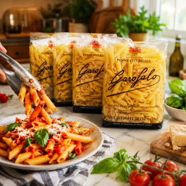 GAROFALO Premium Durum Wheat Semolina Penne Rigate Pasta Italian Made Bronze-Drawn Al-Dente One-Ingredient Pasta